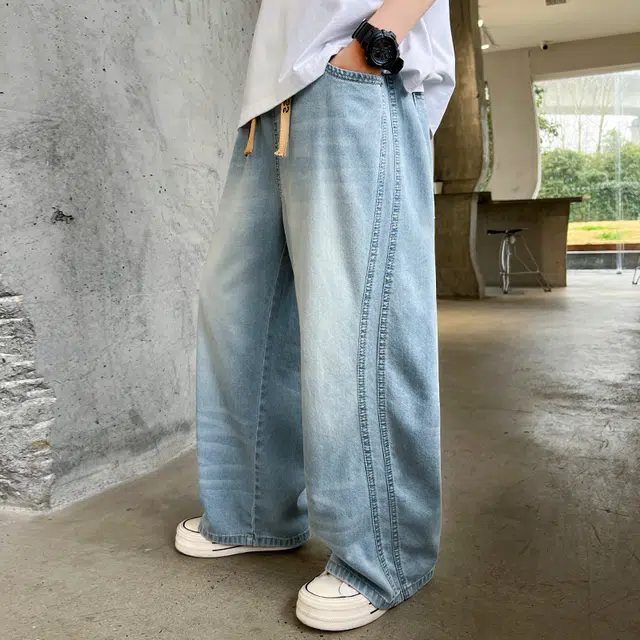 童森童马牛仔裤 宽松舒适休闲时尚百搭透气 牛仔蓝 青少年