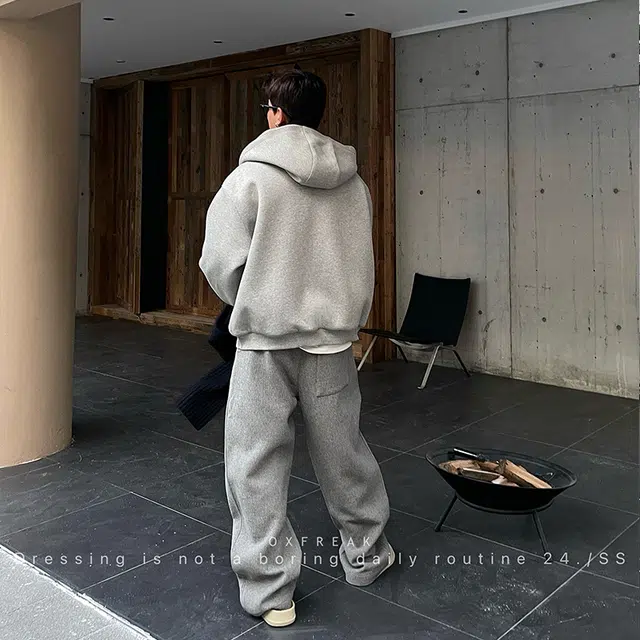 帝狼牛 美式复古重磅连帽开衫休闲百搭慵懒宽松风夹克 男女同款
