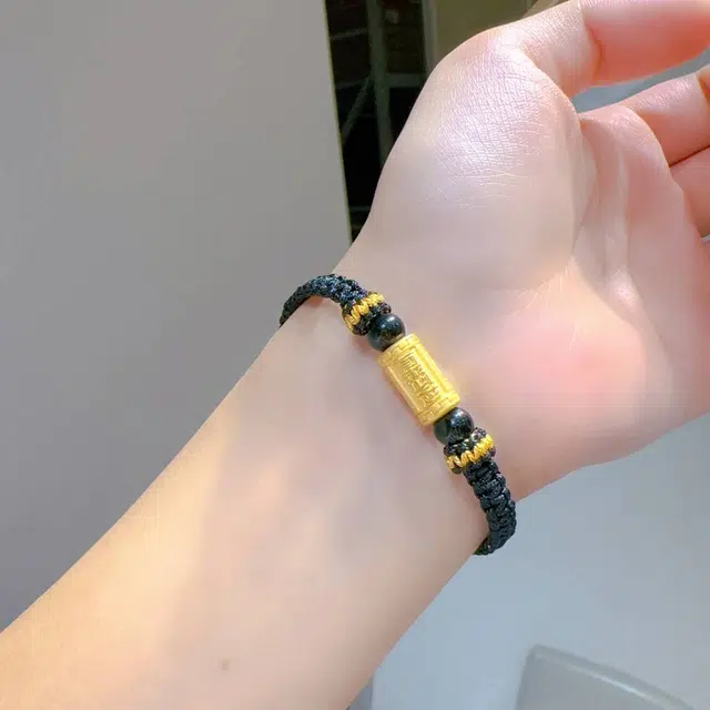 瑞诺 路路通编织小众设计 足金 按克计价 黄金手链 男女同款情侣款