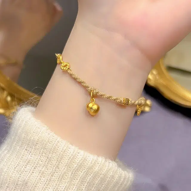 瑞诺 葫芦手工编织铜钱新中式风如意小众设计首饰品 足金 一口价 黄金手链 女款