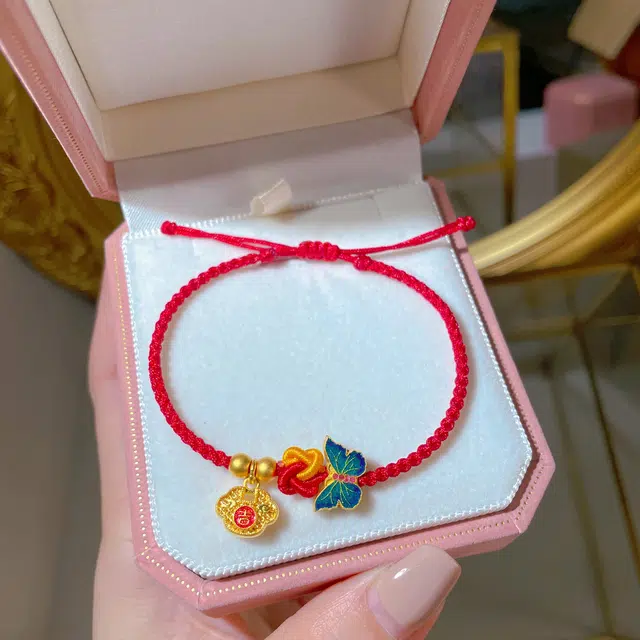 瑞诺 烧蓝蝴蝶 简约轻奢高级感 足金 一口价 黄金手链 女款