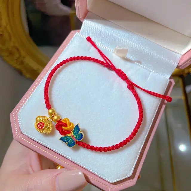 瑞诺 烧蓝蝴蝶 简约轻奢高级感 足金 一口价 黄金手链 女款