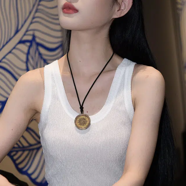 喃呢 藏式热贡手绘唐卡招财转运六字真言心经 新中式国风国潮旺福平安吉祥好运 合金 项链 男女同款情侣款