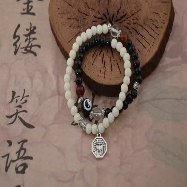 盛岱 新中式王也串珠双层国风复古高颜值手链个性百搭手饰#好运 菩提根 手串 男女同款情侣款