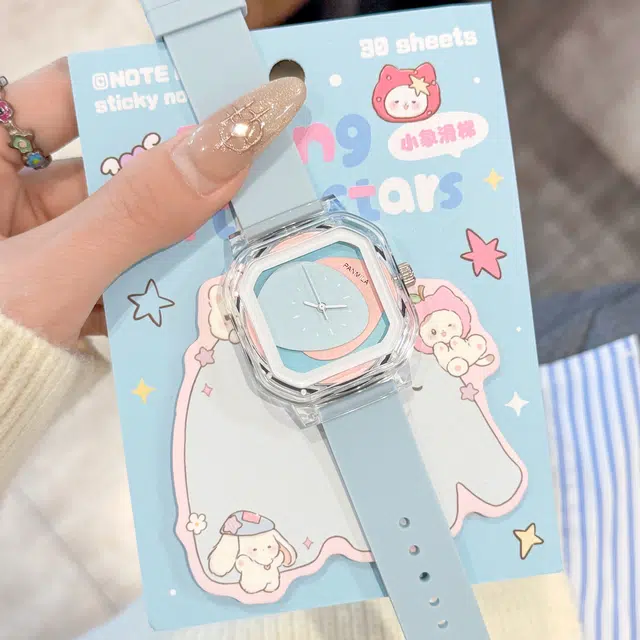 番米拉 多巴胺 石英机芯 硅胶表带 国表 女表 蓝色表盘