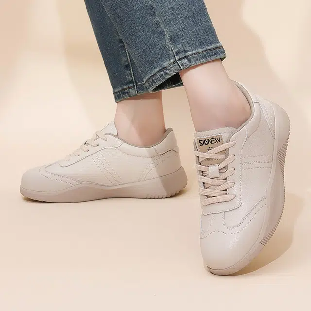 信诺 牛皮革 时尚舒适百搭 低帮 生活休闲鞋 女