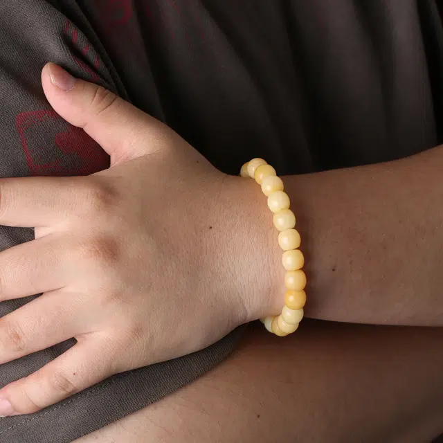 潘家园 蛋黄绕指柔老型桶珠 菩提根 菩提类手串 男女同款情侣款