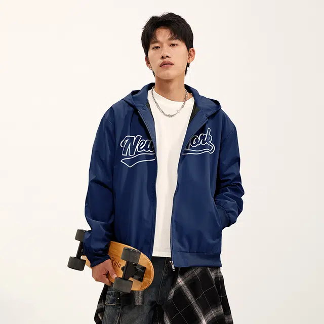 纳趣 美式复古嘻哈街头宽松休闲时尚连帽夹克外套 男女同款