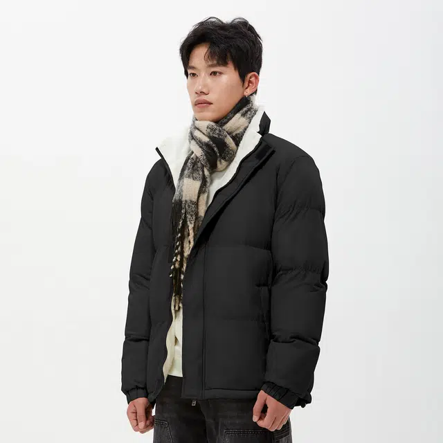 纳趣 基础纯色百搭宽松软糯羊羔毛加绒加厚立领面包服棉服 男女同款