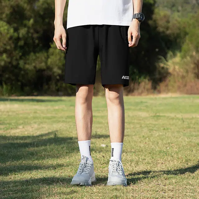 纳趣 字母纯色宽松五分百搭休闲短裤 男款 黑色