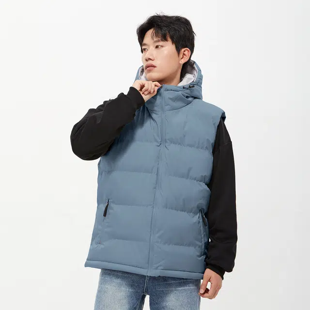 纳趣 纯色基础款连帽休闲加厚保暖马甲 男女同款