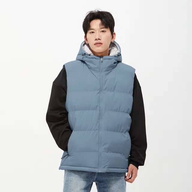 纳趣 纯色基础款连帽休闲加厚保暖马甲 男女同款