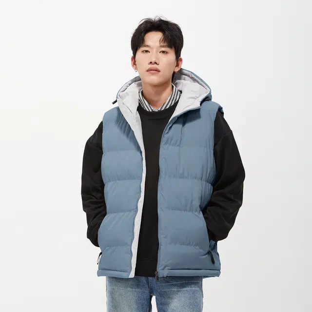 纳趣 纯色基础款连帽休闲加厚保暖马甲 男女同款