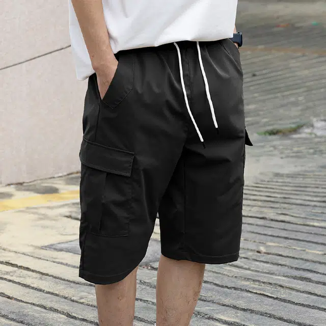 纳趣 美式薄款直筒系带七分工装短裤 男款