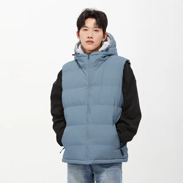 纳趣 纯色基础款连帽休闲加厚保暖马甲 男女同款