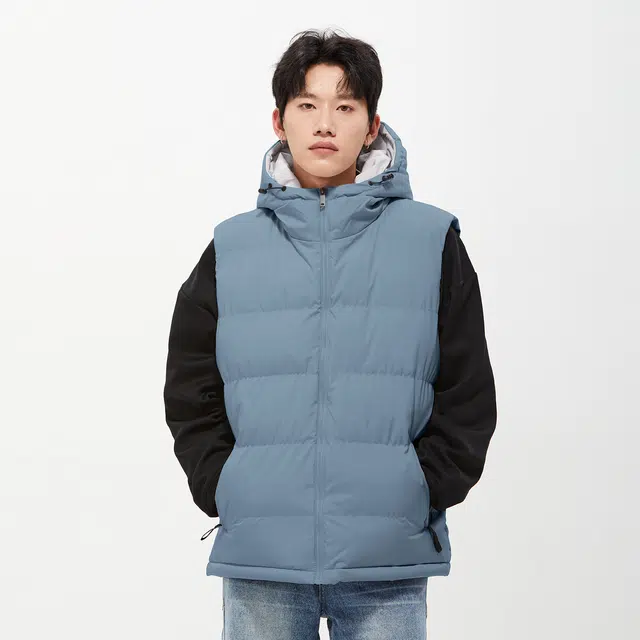 纳趣 纯色基础款连帽休闲加厚保暖马甲 男女同款