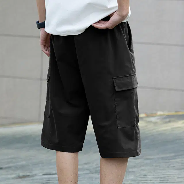 纳趣 美式薄款直筒系带七分工装短裤 男款