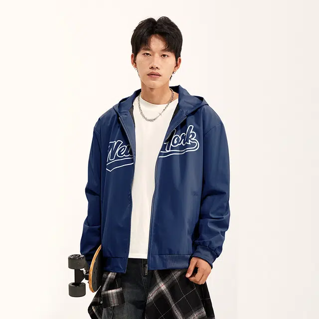 纳趣 美式复古嘻哈街头宽松休闲时尚连帽夹克外套 男女同款