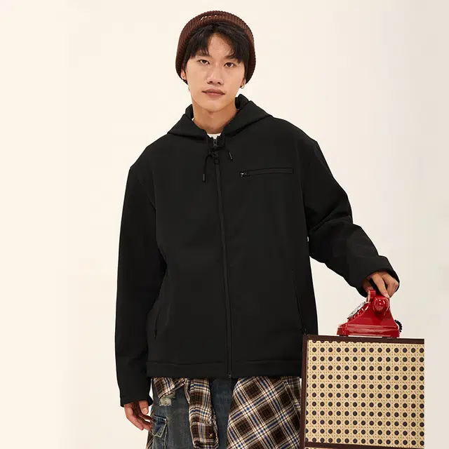 纳趣 简约休闲百搭纯色宽松连帽夹克外套 男女同款