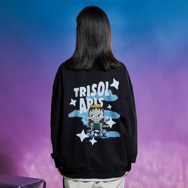 三体 云天明的三个通话系列 休闲基础宽松百搭复古美式圆领套头长袖卫衣 男女同款