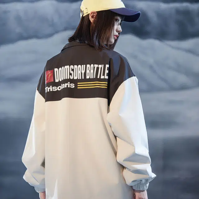 三体 水滴系列 基础款休闲百搭山系机能风翻领开衫教练服简约美式复古高街潮牌落肩袖防风户外工装夹克外套 男女同款