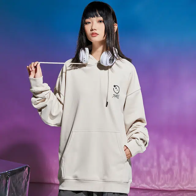 三体 文明符号系列 纯色多巴胺简约印花休闲百搭基础口袋宽松连帽套头重磅长袖卫衣 男女同款