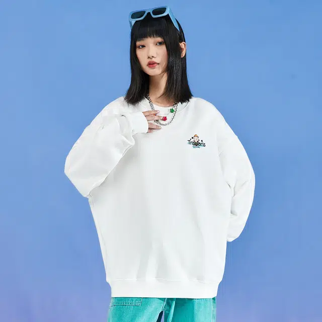 三体 云天明的三个通话系列 休闲基础宽松百搭复古美式圆领套头长袖卫衣 男女同款