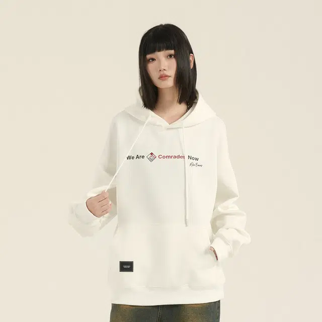 三体 我们是同志了系列 美式复古简约基础款字母印花宽松透气连帽套头舒适落肩长袖保暖潮牌学生多巴胺早秋重磅卫衣 男女同款
