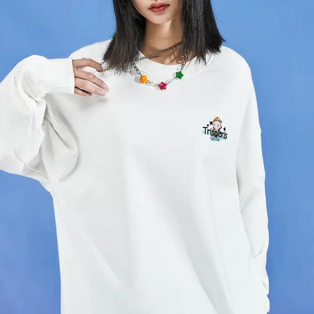 三体 云天明的三个通话系列 休闲基础宽松百搭复古美式圆领套头长袖卫衣 男女同款