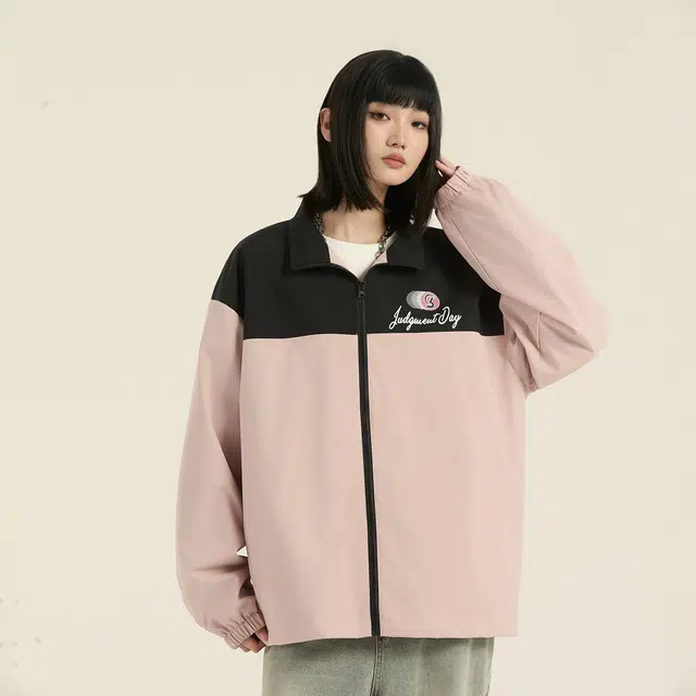 三体 审判日号系列 撞色拼接基础款简约字母印花美式复古百搭翻领开衫长袖飞行员户外工装机能风日常防风夹克外套 男女同款