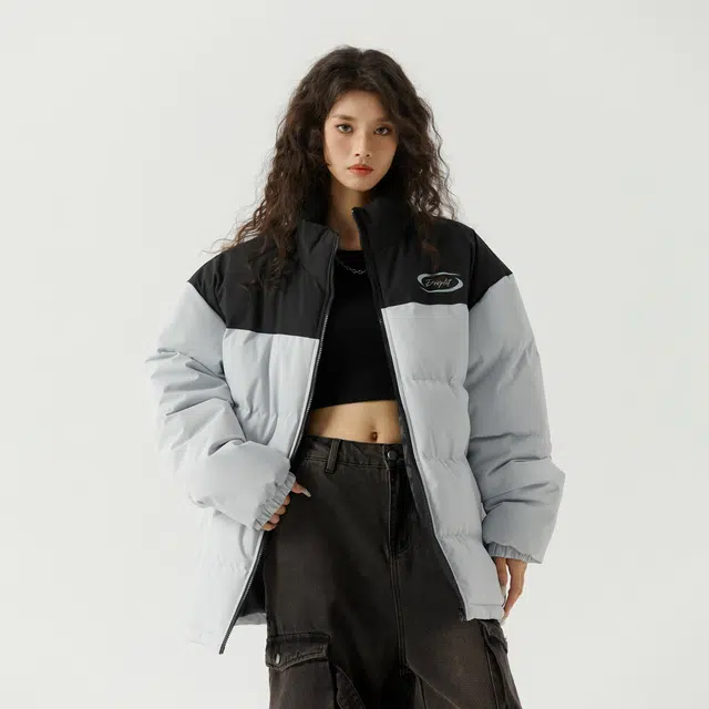 三体 水滴系列 美式复古撞色拼接立领开衫百搭保暖加厚登山服柔软舒适防风防水防寒潮牌户外机能风长袖面包服棉服 男女同款