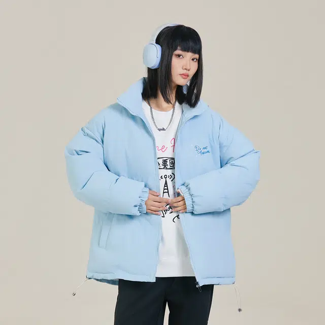 三体 不要回答系列 基础款字母印花美式宽松简约纯色立领防风防水防寒加厚保暖潮牌面包服柔软舒适长袖休闲时尚棉服 男女同款
