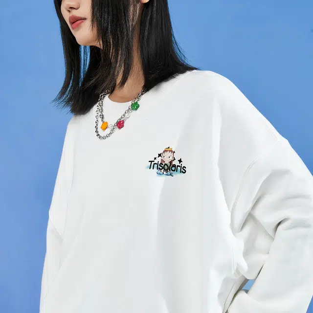 三体 云天明的三个通话系列 休闲基础宽松百搭复古美式圆领套头长袖卫衣 男女同款