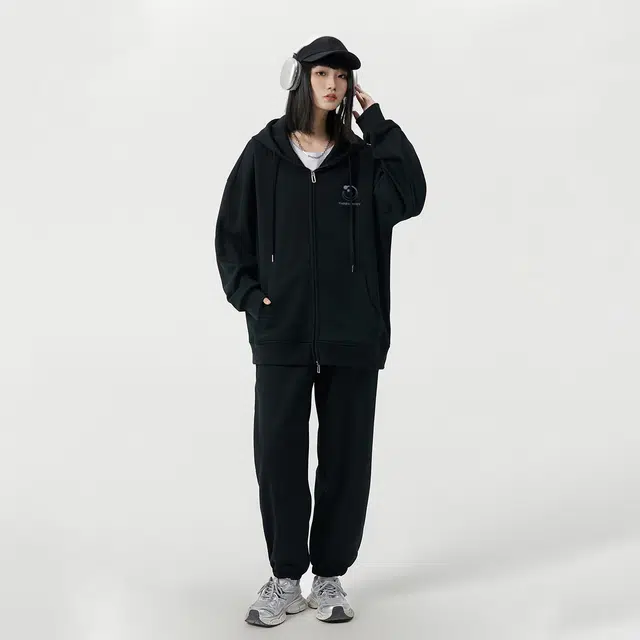 三体 文明系列 美式复古简约字母印花休闲宽松百搭舒适保暖连帽开衫高街街头风嘻哈多巴胺个性长袖卫衣 男女同款