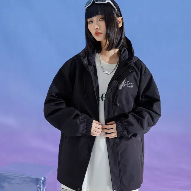 三体 休闲简约百搭防风连帽夹克外套 男女同款