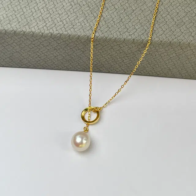 佐奈美 圆圈淡水珍珠吊坠简约高贵典雅 淡水珍珠 珍珠项链 女款