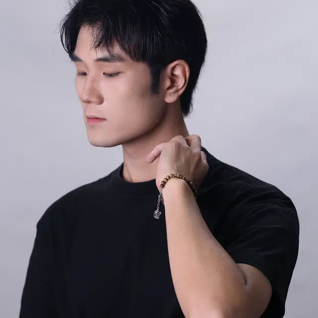 山形 原创设计大象做旧复古潮流时尚潮人 虎眼石 手链 男女同款情侣款
