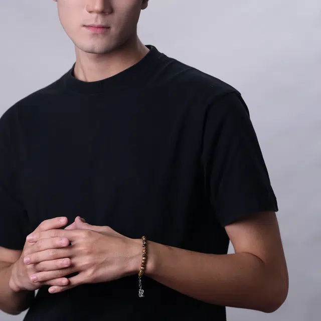 山形 原创设计大象做旧复古潮流时尚潮人 虎眼石 手链 男女同款情侣款