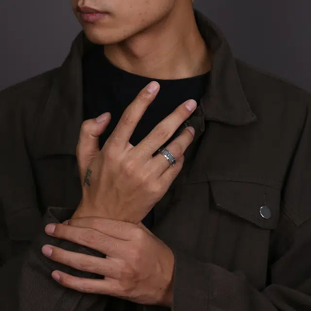 山形 架子鼓做旧复古乐器 戒指 男女同款情侣款