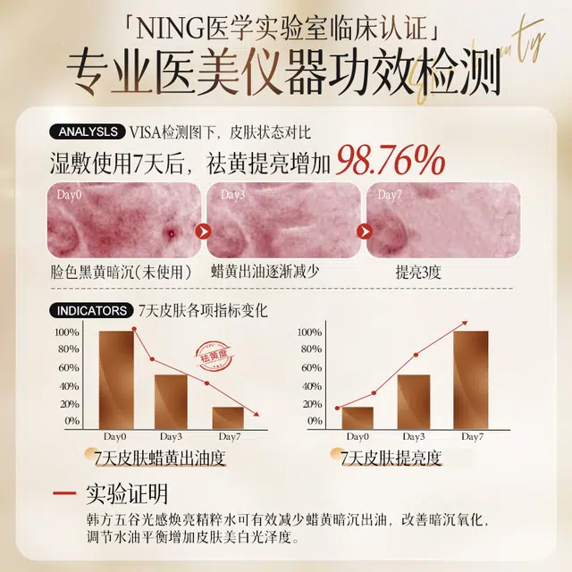韩方五谷 发光补水保湿精华去黄提亮收缩毛孔湿敷水爽肤水 保湿提亮维稳