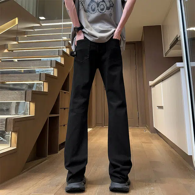 美式复古直筒休闲长裤小众潮牌设计感牛仔裤 男女同款