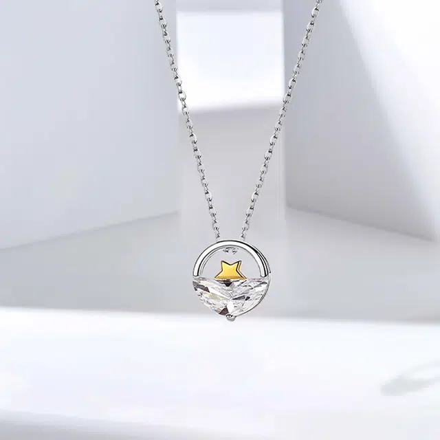 晶莱欧 星月相伴 冷淡风轻奢简约高级感 森系星光点点小众设计闪亮风格璀璨闪耀 星星/月亮/五角星甜美大方精致 锆石 项链 女款