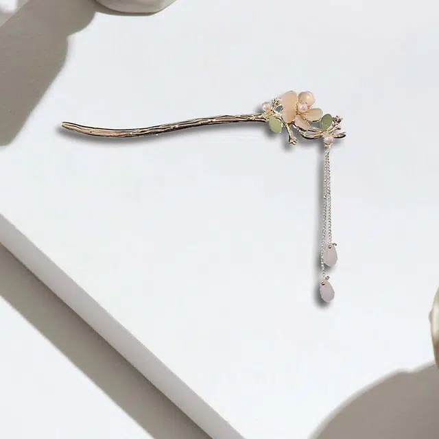 晶莱欧 玉兰花流苏 新中式国潮系列复古风 森系精致甜美大方 发簪 女款