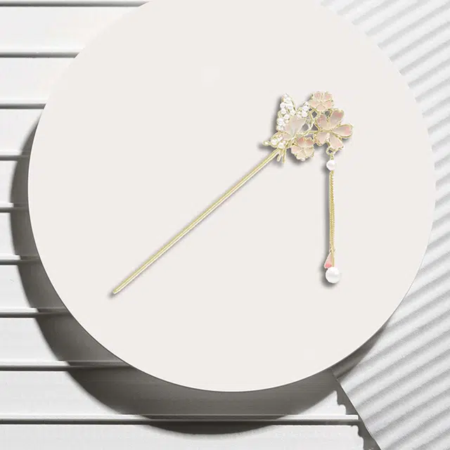 晶莱欧 蝶恋花 新中式国潮系列复古风森系小众设计创意感温柔气质甜美大方 发簪 女款
