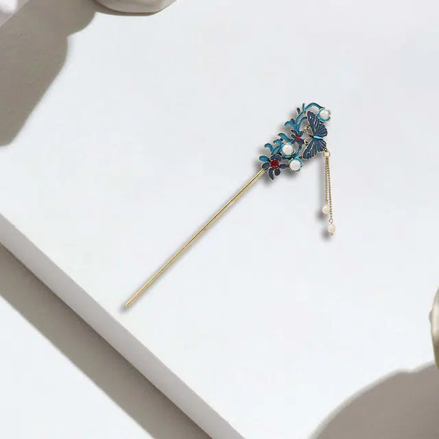 晶莱欧 蝴蝶流苏 蝶恋花舞新中式国潮系列复古风森系小众设计创意感温柔气质甜美大方 发簪 女款