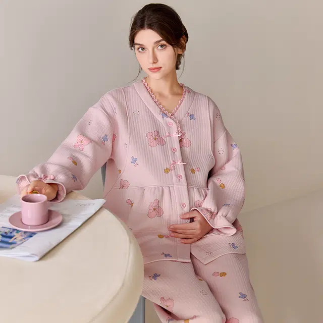 芬腾 抗菌舒适亲肤长袖长裤睡衣套装 女