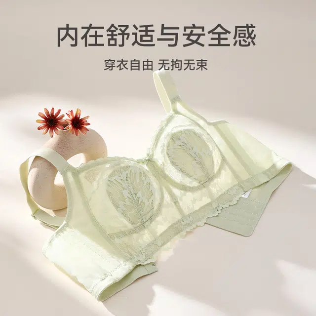芬腾 大胸显小上托防下垂蕾丝无钢圈收副乳性感薄款文胸 女款