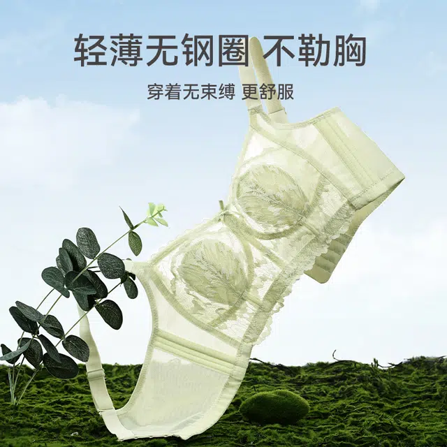 芬腾 大胸显小上托防下垂蕾丝无钢圈收副乳性感薄款文胸 女款