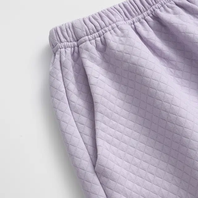 芬腾 空气棉夹层针织薄夹棉春秋款女大学生长袖长裤家居服睡衣套装 女款