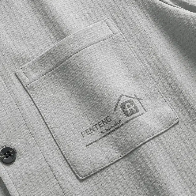 芬腾 薄款短袖开衫休闲大码透气家居服睡衣套装 男款